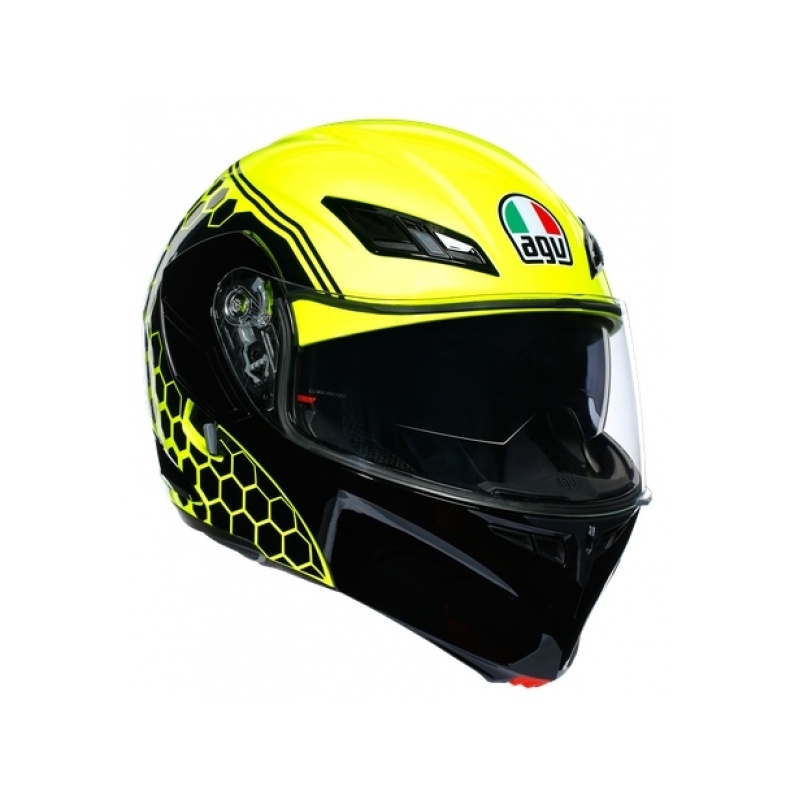 1021A2HY015, Мотошлем модуляр, AGV, COMPACT ST MULTI DETROIT YELLOW FLUO/BLACK