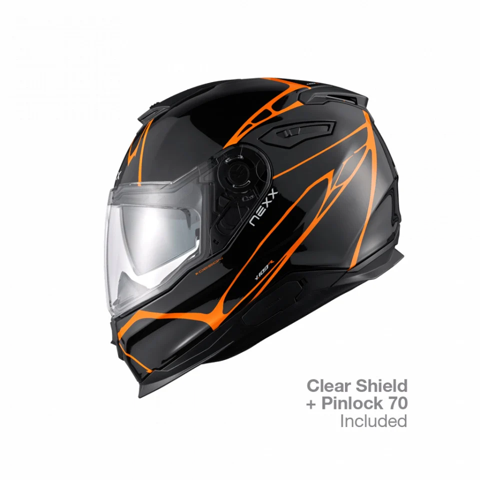 01YU101405031, Мотошлем интеграл, NEXX, Y.100 B-SIDE BLACK ORANGE